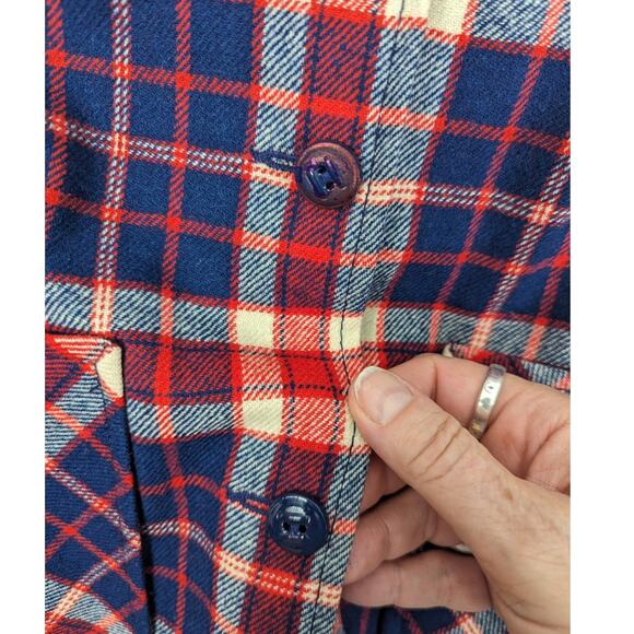 Pendleton Knockabouts 1960s Plaid Wool Shirt Blazer Red White Blue Made in USA - Picture 9 of 14